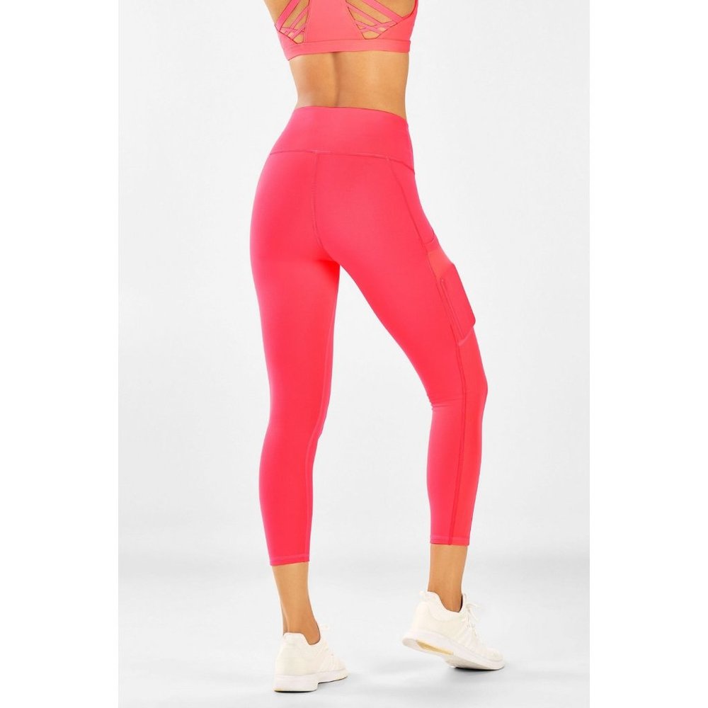 Fabletics Mila On-The-Go High-Waisted Capri Pop Coral PowerHold